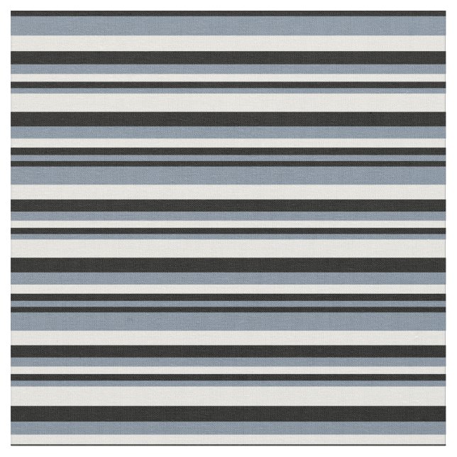 Light Slate Grey, Black, and White Coloured Lines Fabric (Close Up)