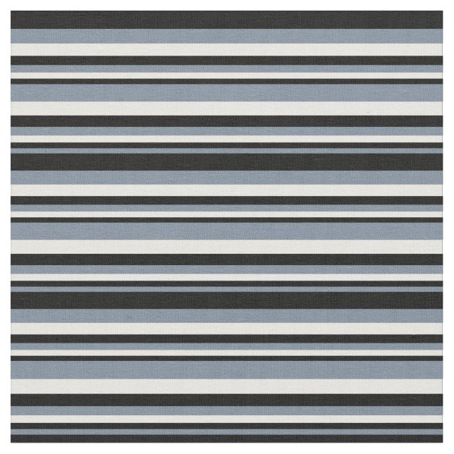 Light Slate Grey, Black & White Lines Fabric (Close Up)