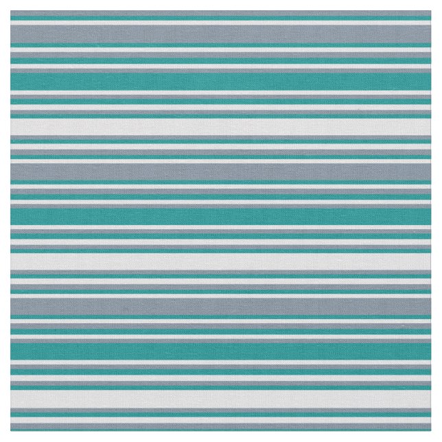 Light Slate Grey, Dark Cyan & Lavender Stripes Fabric (Close Up)