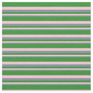 Light Slate Grey, Pink, and Forest Green Stripes Fabric