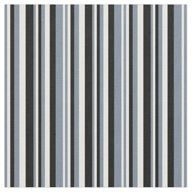 Light Slate Grey, White & Black Coloured Stripes Fabric (Close Up)