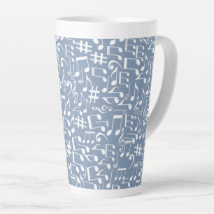 Light Smokey Blue w Dancing Music Notes Latte Mug