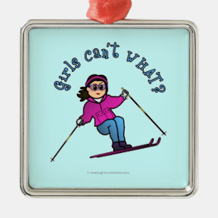 Light Snow Skier Metal Ornament