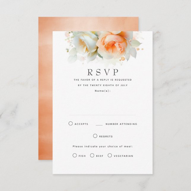 Light Soft Floral Terracotta Wedding RSVP Cards (Front/Back)