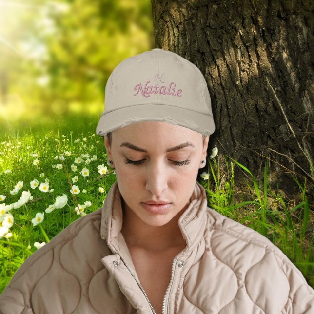 light& soft pink  personalised embroidered hat (Creator Uploaded)