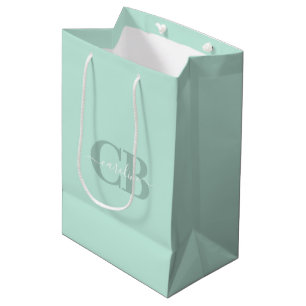 Light Soft Turquoise Monogram Gift Bag