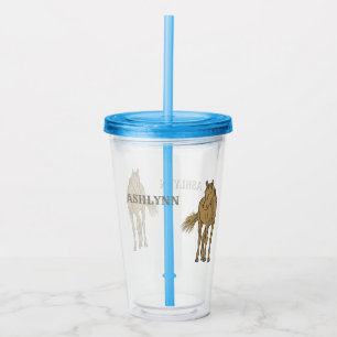 Light Sorrel Brown Horse Realistic Illustration Acrylic Tumbler