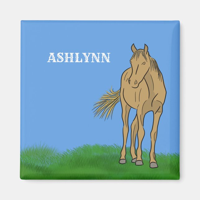 Light Sorrel Brown Horse Realistic Illustration Magnet (Front)