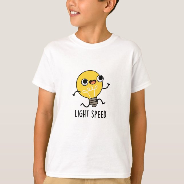 Light Speed Funny Running Bulb Pun  T-Shirt (Front)
