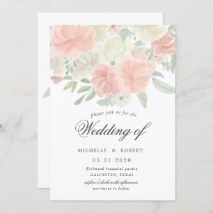 light spring floral pastel wedding invitation