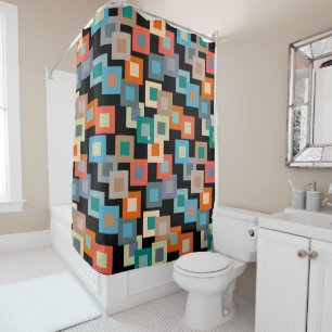 Light Squares on Dark  Shower Curtain