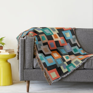 Light Squares on Dark Throw Blanket