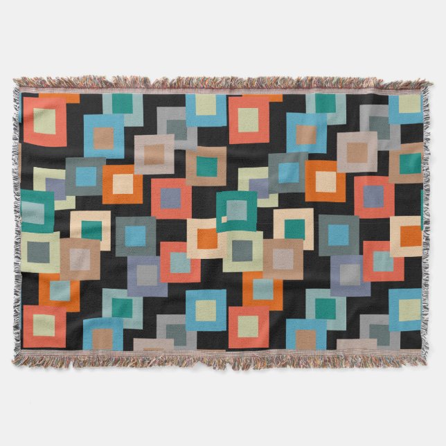 Light Squares on Dark  Throw Blanket (Front)