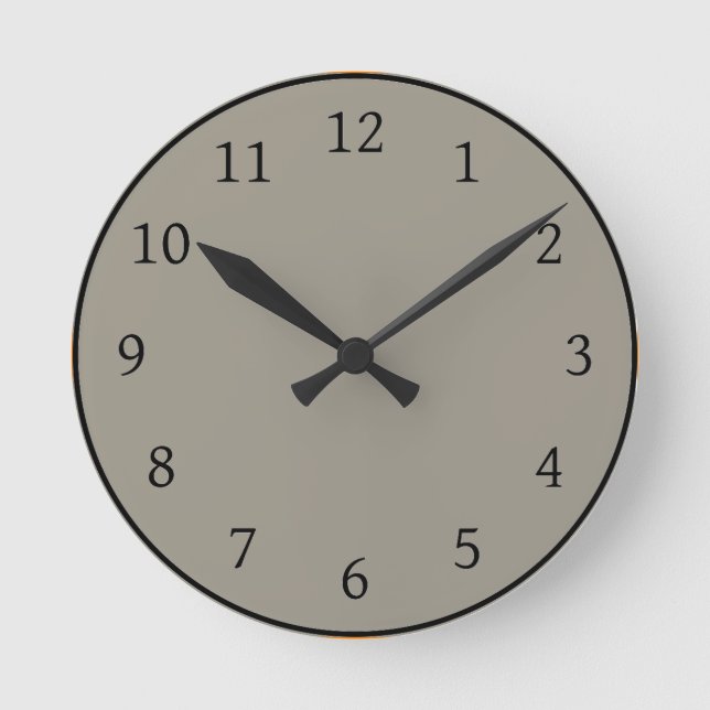 Light Steel Grey Solid Colour Round Clock (Front)