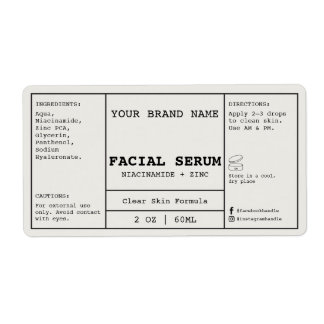 Light Stone Facial Cosmetic 2 oz. Serum Label