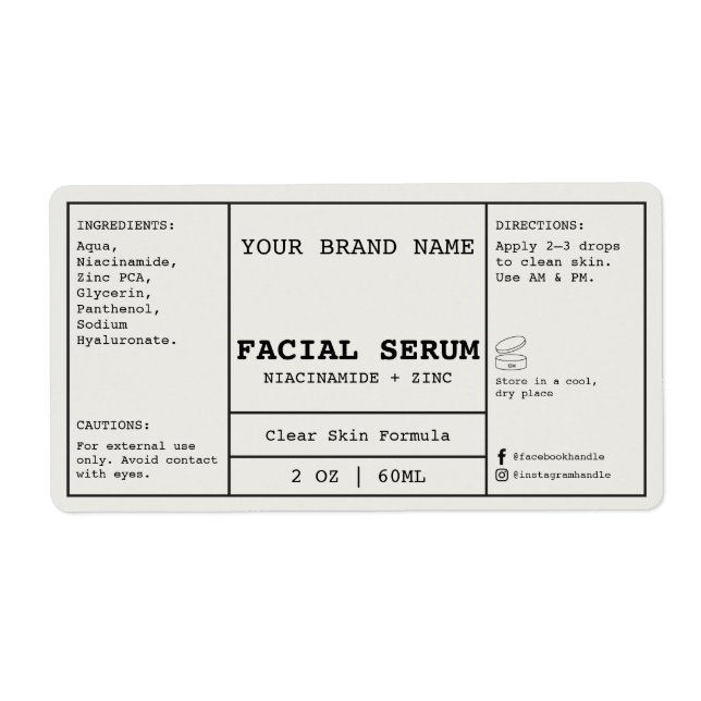 Light Stone Facial Cosmetic 2 oz. Serum Label (Front)