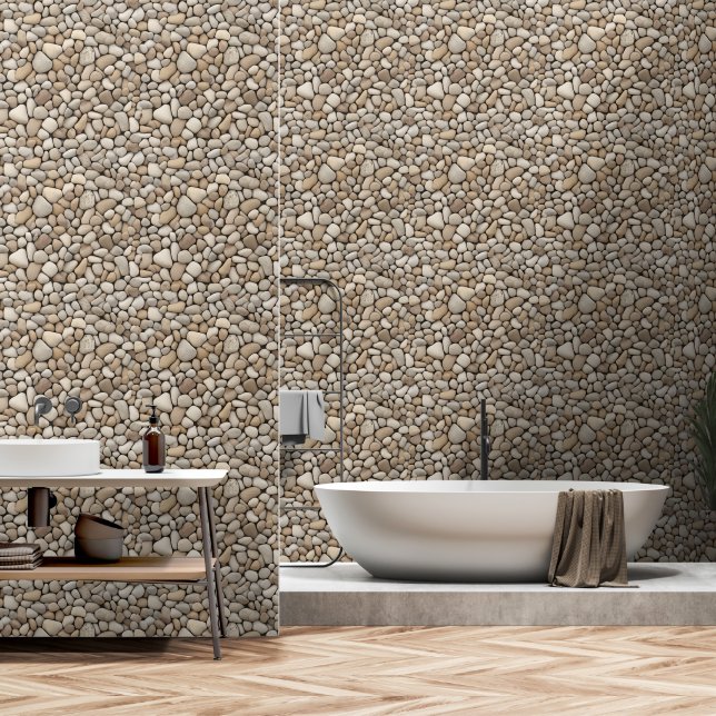 Light Stone Pebble Rock Wallpaper (Bathroom)