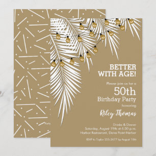Light Strands on Palms Birthday Party Invitation
