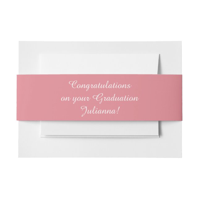 Light Strawberry Pink Customisable Invitation Belly Band (Front Example)