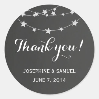 Light String Chalkboard Round Stickers