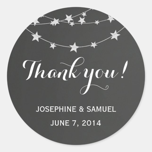 Light String Chalkboard Round Stickers (Front)