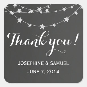 Light String Chalkboard Square Stickers