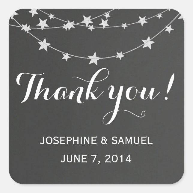 Light String Chalkboard Square Stickers (Front)