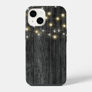 Light String on Black Wood iPhone 14 Case
