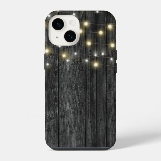 Light String on Black Wood iPhone Case (Back)