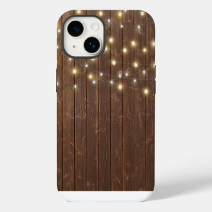 Light String on Oak Wood iPhone 14 Case