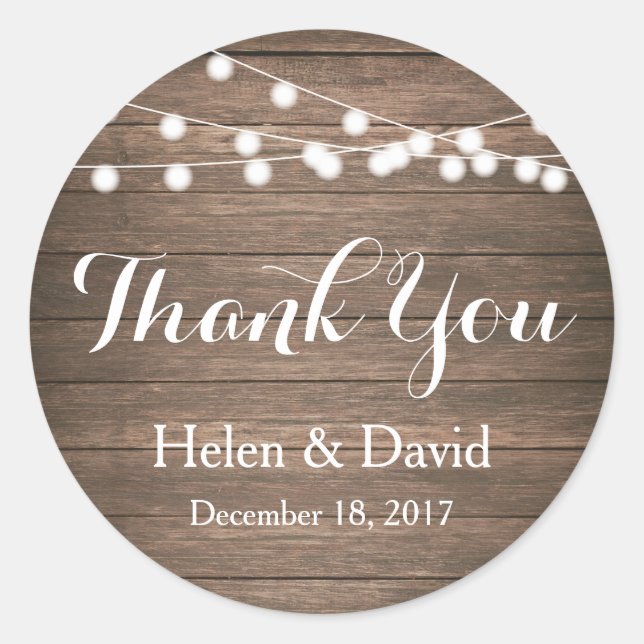 Light Strings Thank You Wedding Favour Stickers (Front)