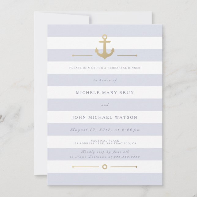 Light Striped Nautical Rehearsal Dinner Invite (Front)