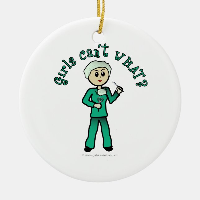 Light Surgeon Girl Ceramic Tree Decoration (Front)