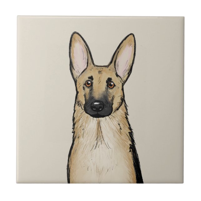 Light Tan and Black German Shepherd Dog | Pet Art Ceramic Tile (Front)