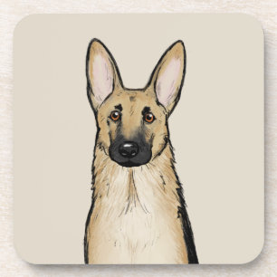 Light Tan and Black German Shepherd Dog Pet Art Coaster