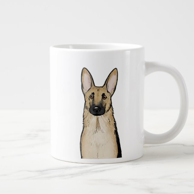 Light Tan and Black German Shepherd Dog | Pet Art Large Coffee Mug (Right)