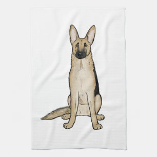 Light Tan and Black German Shepherd Dog   Pet Art Tea Towel