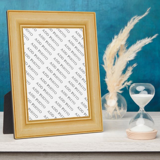 Light Tan Basic Wood Frame Add Photo Plaque (Side)