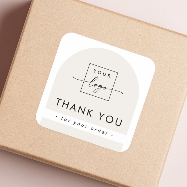Light tan brown arch business thank you square sticker (Light tan brown arch business thank you square sticker)