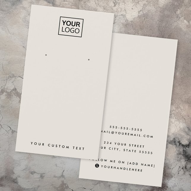 Light tan brown custom logo earring display card (Light tan brown custom logo earring display card)