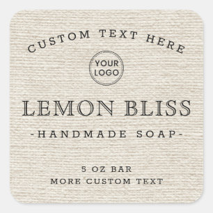 Light tan brown linen logo square product labels