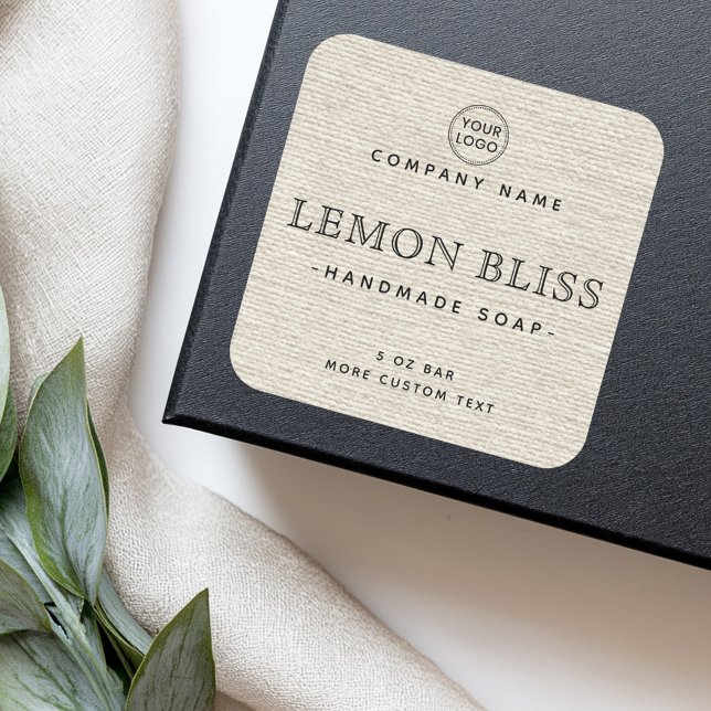 Light tan brown linen look square product labels (Light tan brown linen look square product labels)