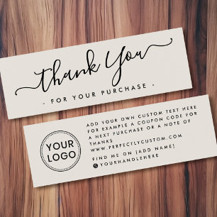 Light tan business logo thank you insert card