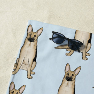 Light Tan German Shepherd Dogs Pattern Beach Towel