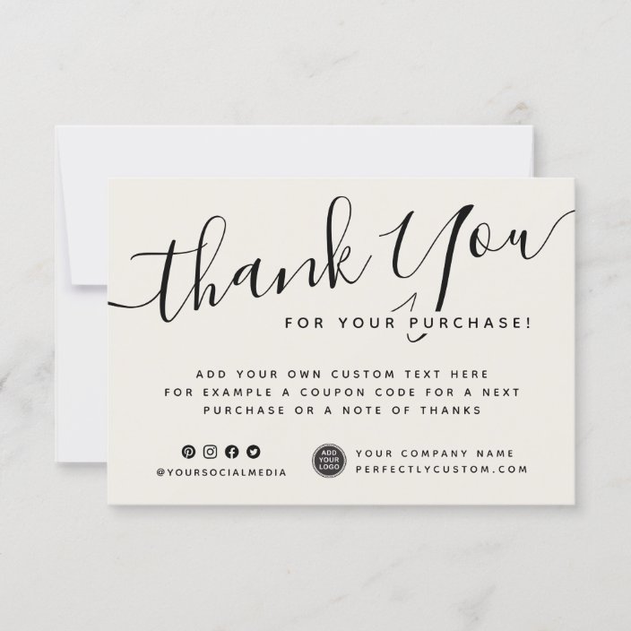 Light tan pale brown custom logo thank you note | Zazzle.com.au