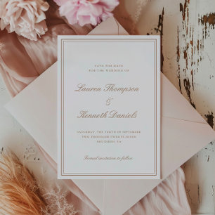 Light Taupe Elegant Script Save The Date Invitation