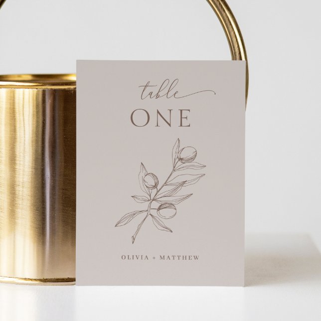 Light Taupe Olive Wedding | Elegant Minimalist Table Number (Creator Uploaded)