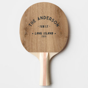 Light Teak Wood Vintage Seaside Family Name Ping Pong Paddle