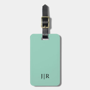 Light Teal And black I Modern Monogram Luggage Tag