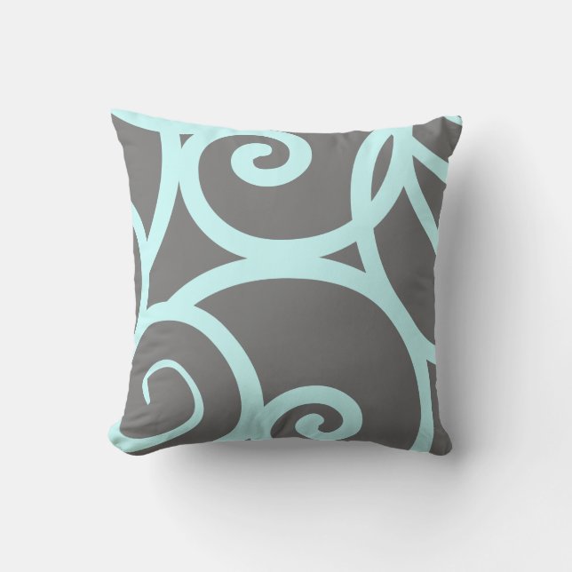 Light teal and grey abstract pattern pillow (Front)